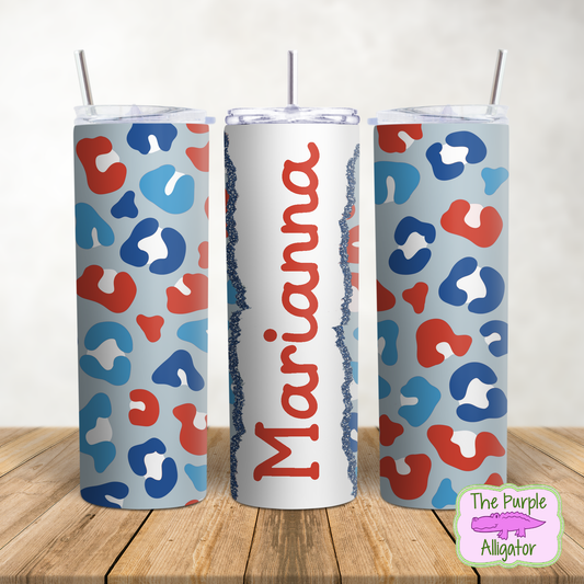 4th of July Leopard Name Personalized (DLS) 20oz Tumbler