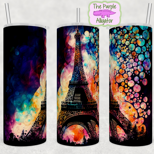 Alcohol Ink Eiffel Tower Nighttime (BT) 20oz Tumbler