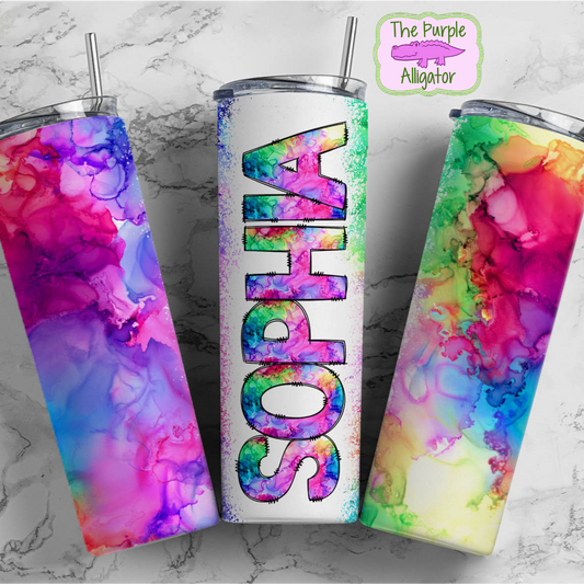 Alcohol Inks Doodle Letters Name Personalized (DLS) 20oz Tumbler