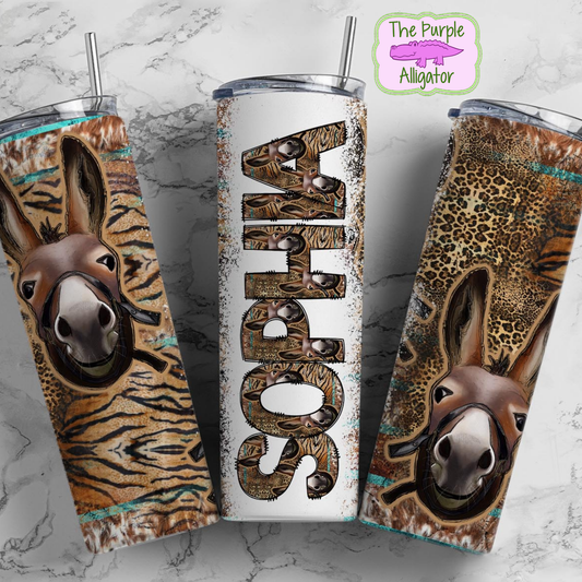 Animal Print Donkey Doodle Letters Name Personalized (DLS) 20oz Tumbler