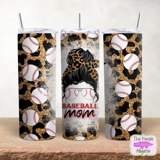 Baseball Mom Gold Glitter & Leopard (BT) 20oz Tumbler