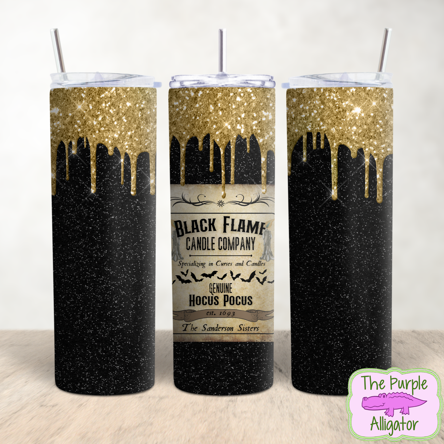 Black Flame Candle Co Gold Glitter (BT) 20oz Tumbler