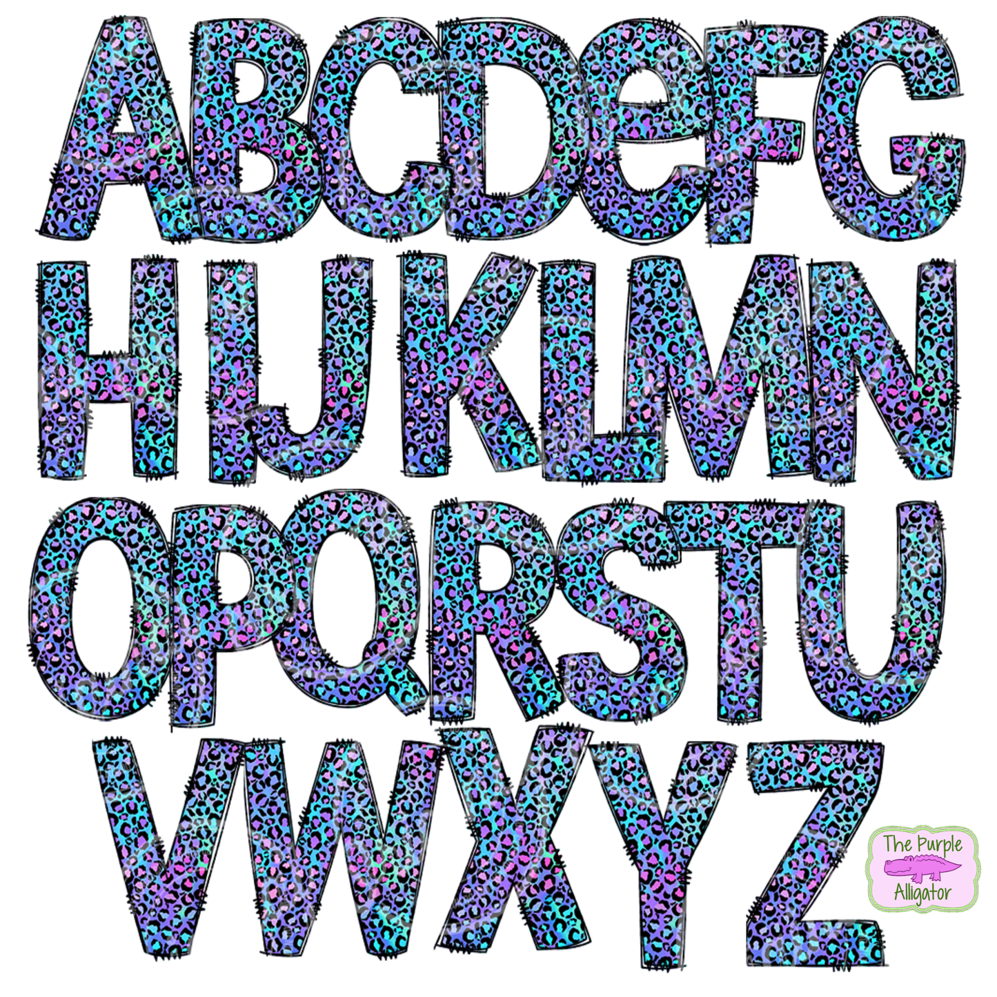 Blue & Purple Leopard Doodle Letters Name Personalized (DLS) 20oz Tumbler