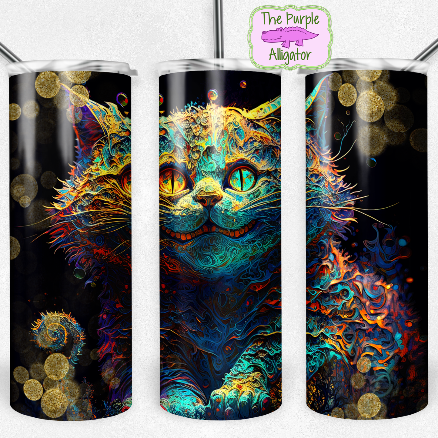 Cheshire Grin Cat Alcohol Ink (BT) 20oz Tumbler