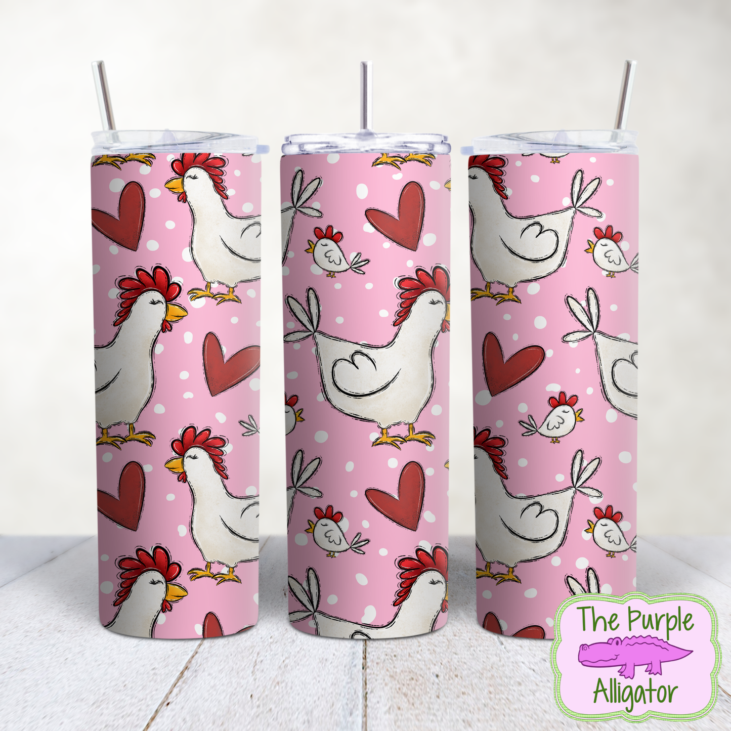 Chicken Hearts on Pink (EPS) 20oz Tumbler