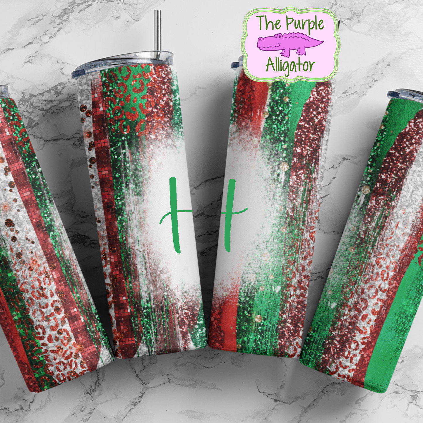 Christmas Sparkle Brush Strokes Personalized (BT) 20oz Tumbler