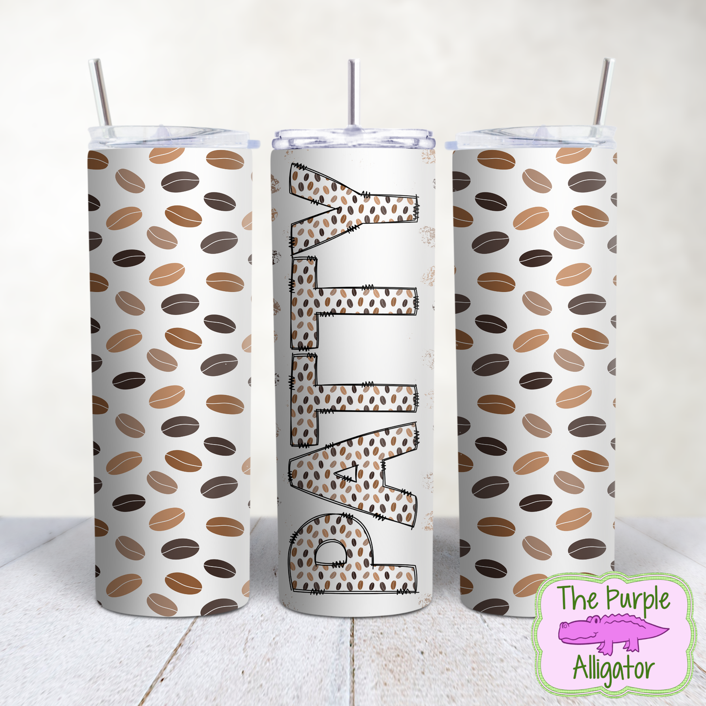 Coffee Beans Doodle Letters Name Personalized (DLS) 20oz Tumbler