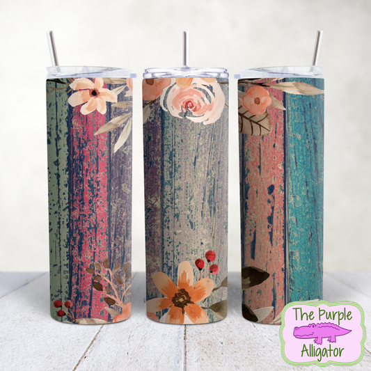 Colored Planks Floral (BT) 20oz Tumbler