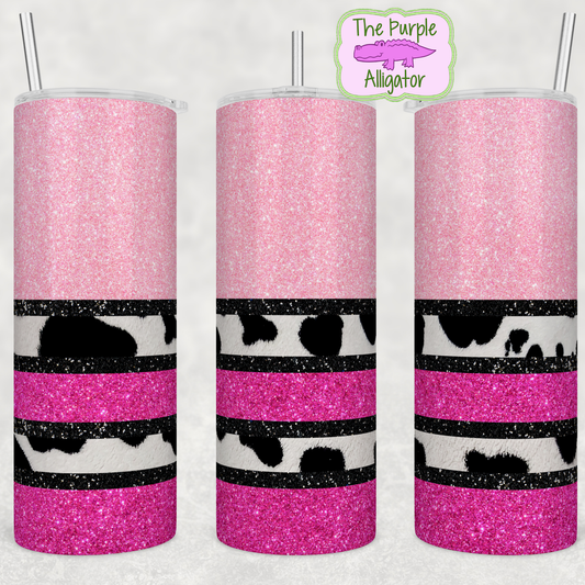 Cow Print & Pink Glitter (BT) 20oz Tumbler