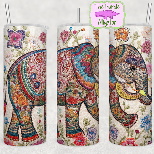 Elephant Embroidery (BT) 20oz Tumbler