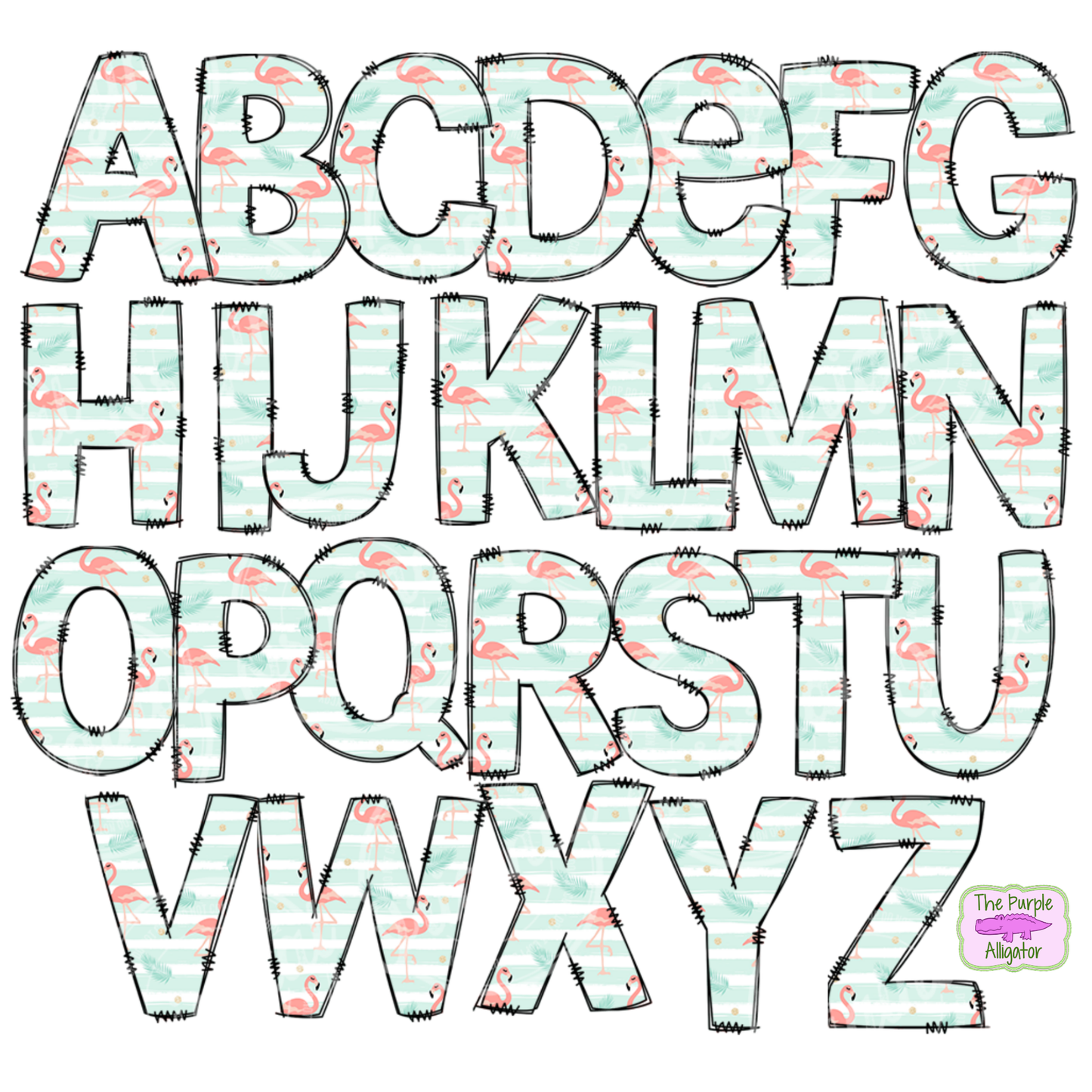 Flamingo Mint Doodle Letters Name Personalized (DLS) 20oz Tumbler