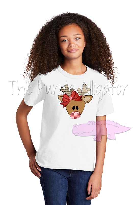 Girl Triangle Reindeer Port & Company YOUTH tee