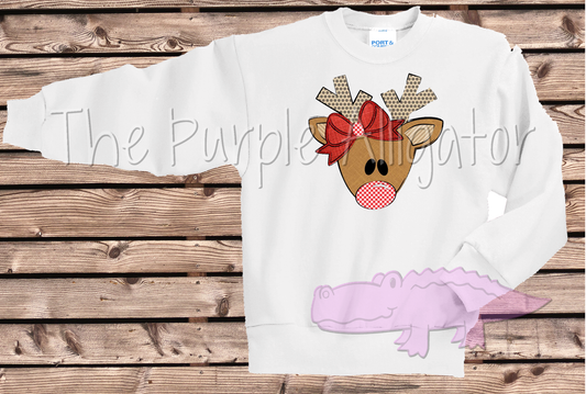 Girl Triangle Reindeer Port & Company YOUTH Core Fleece Crewneck Sweatshirt
