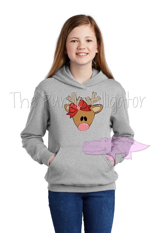 Girl Triangle Reindeer Port & Company YOUTH Core Fleece Hoodie