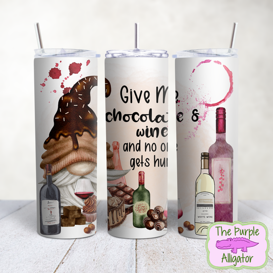 Give Me Chocolate & Wine Gnome (BT) 20oz Tumbler