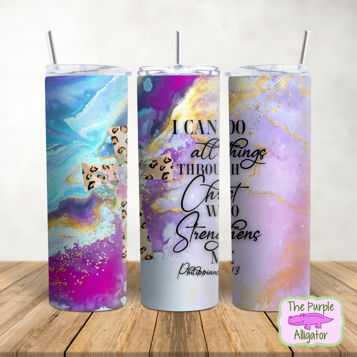 I Can Do All Things Leopard Cross (BT) 20oz Tumbler