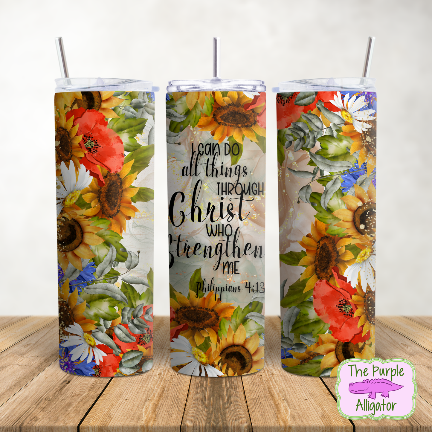 I Can Do All Things Sunflowers & Poppies (BT) 20oz Tumbler