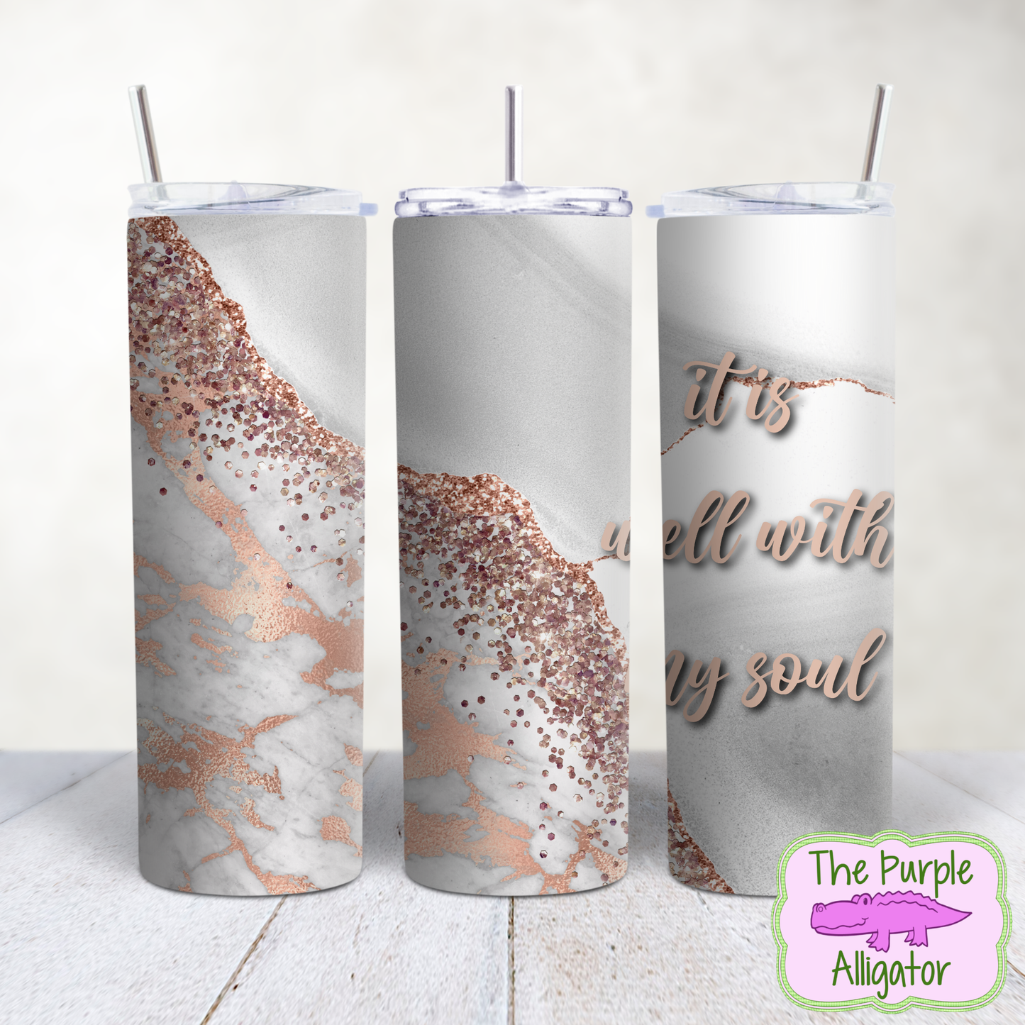 It Is Well With My Soul Marble & Glitter (BT) 20oz Tumbler