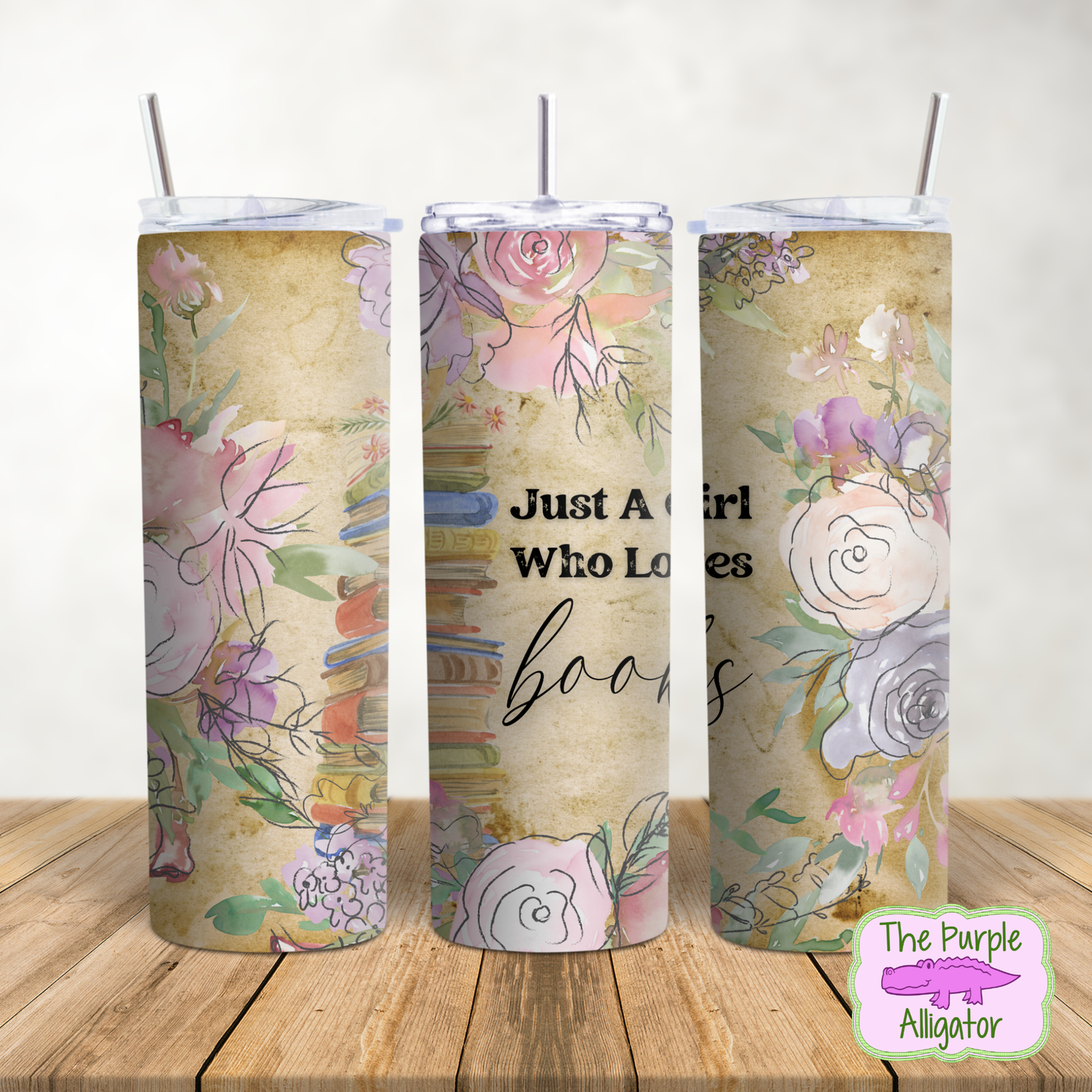 Just a Girl Who Loves Books Floral (BT) 20oz Tumbler
