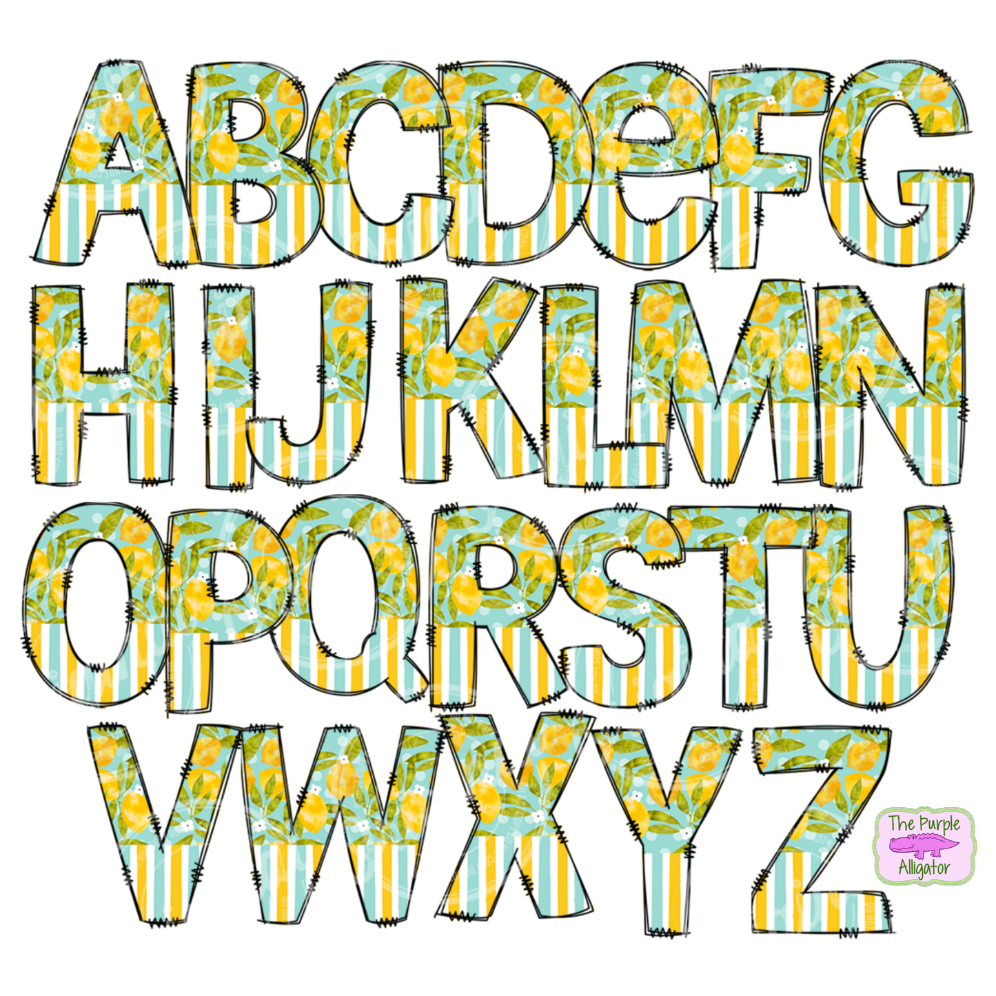 Lemon Stripes Doodle Letters Name Personalized (DLS) 20oz Tumbler