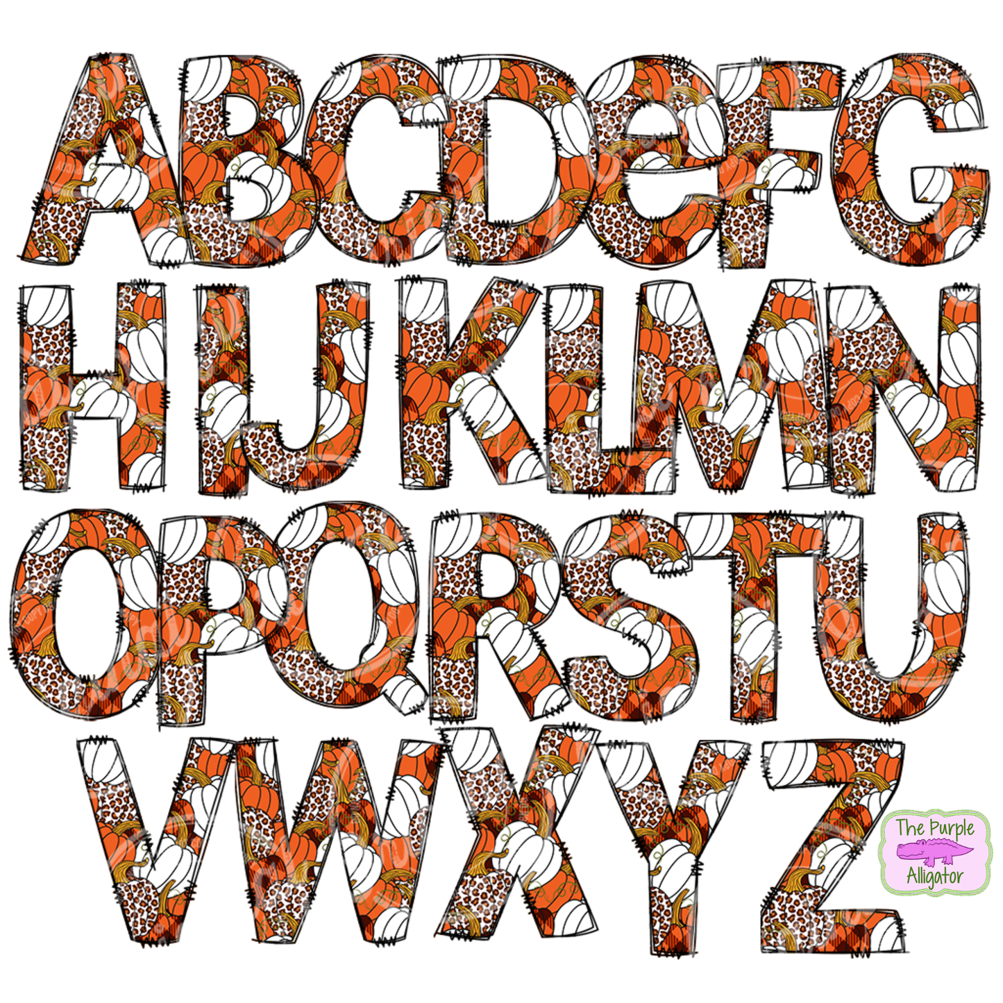 Leopard & Buffalo Plaid Pumpkin Pile Doodle Letters Name Personalized (DLS) 20oz Tumbler