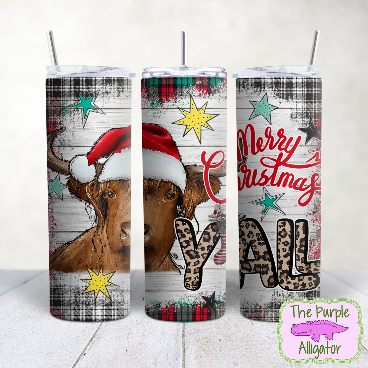 Merry Christmas Y'all Highland Cow (BDS) 20oz Tumbler