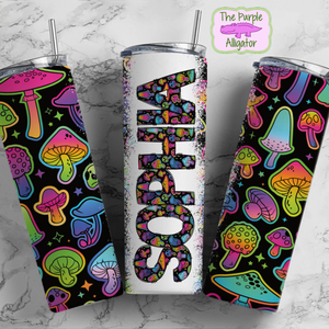 Neon 'Shrooms Doodle Letters Name Personalized (DLS) 20oz Tumbler