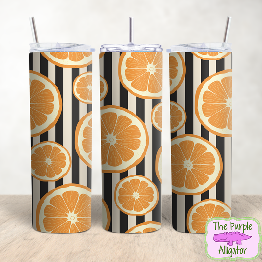 Oranges on Stripes (DLS) 20oz Tumbler