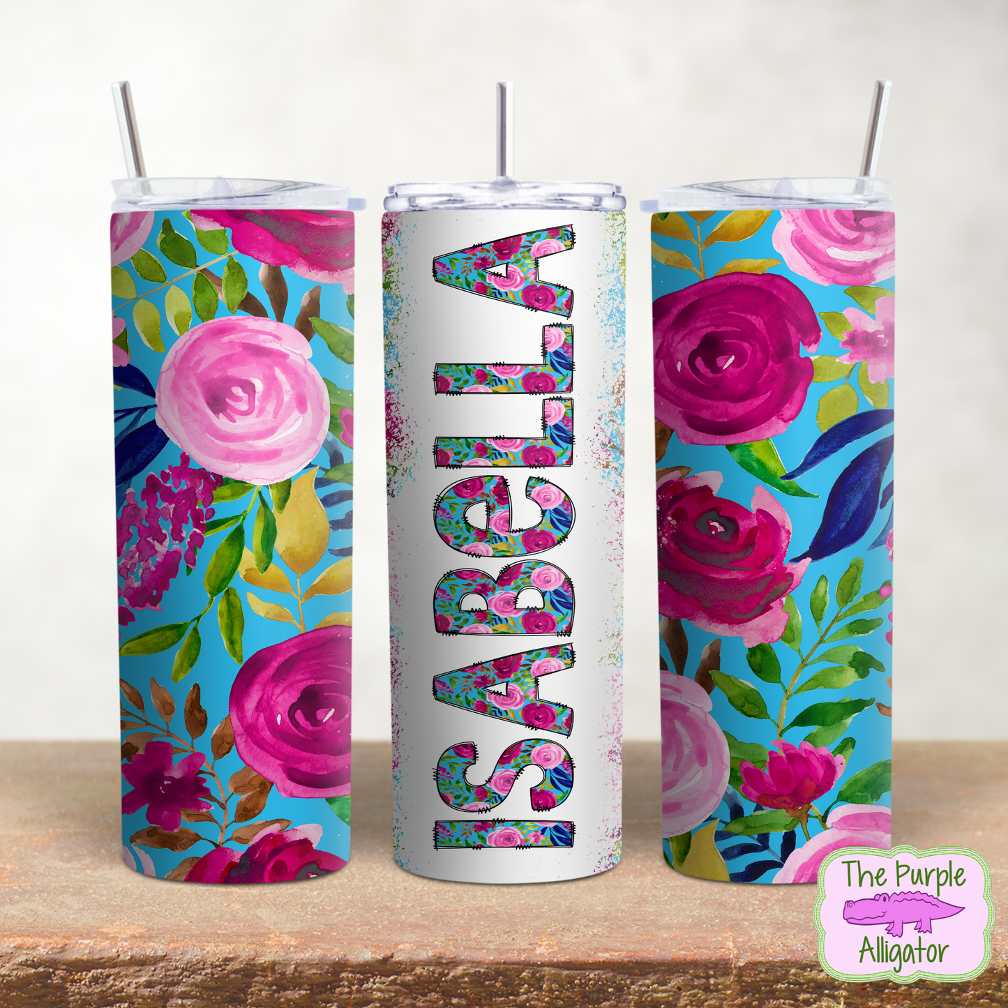 Pink Rose Doodle Letters Name Personalized (DLS) 20oz Tumbler