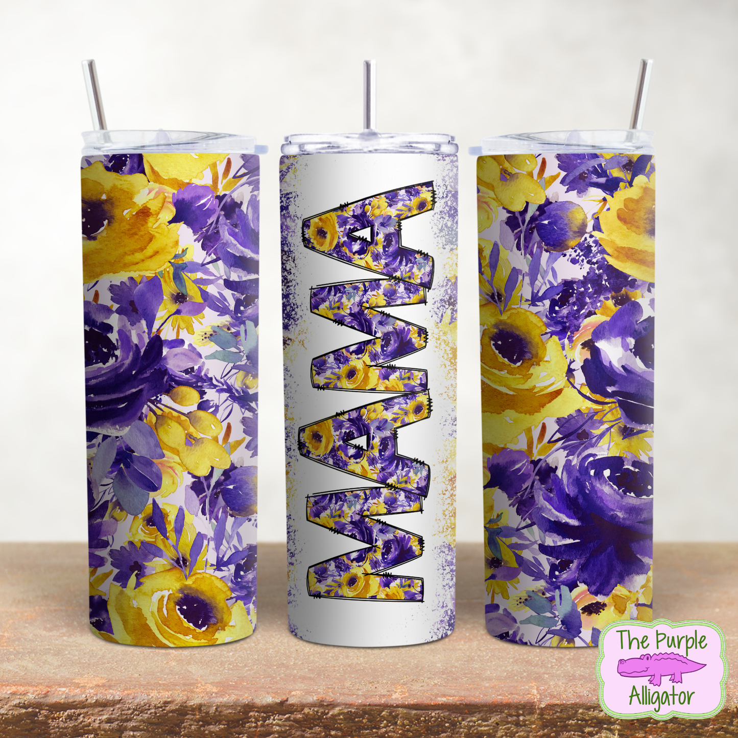 Purple & Yellow Floral Mama (DLS) 20oz Tumbler