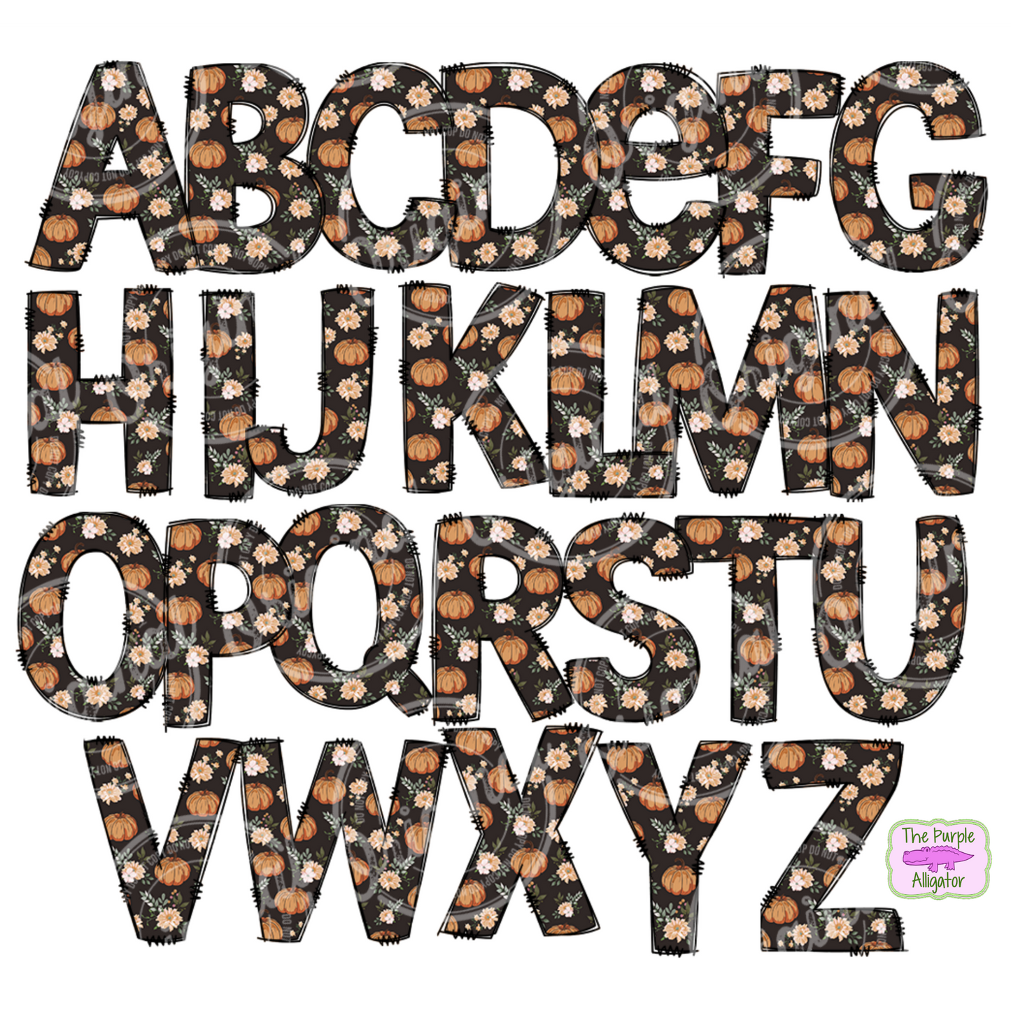 Rustic Pumpkin Floral Doodle Letters Name Personalized (DLS) 20oz Tumbler