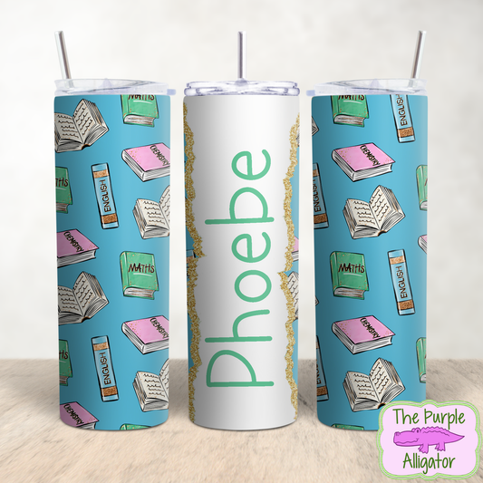 School Books on Blue Name Personalized (TWD) 20oz Tumbler