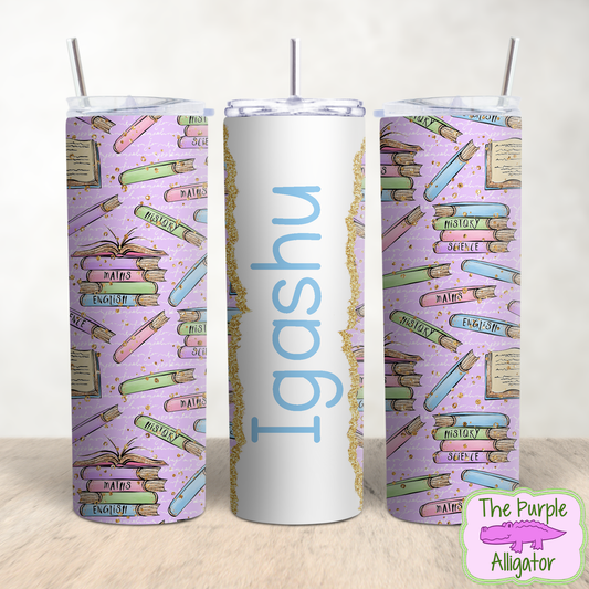 School Books on Lilac Name Personalized (TWD) 20oz Tumbler