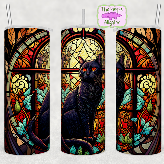 Stained Glass Black Cat (BT) 20oz Tumbler