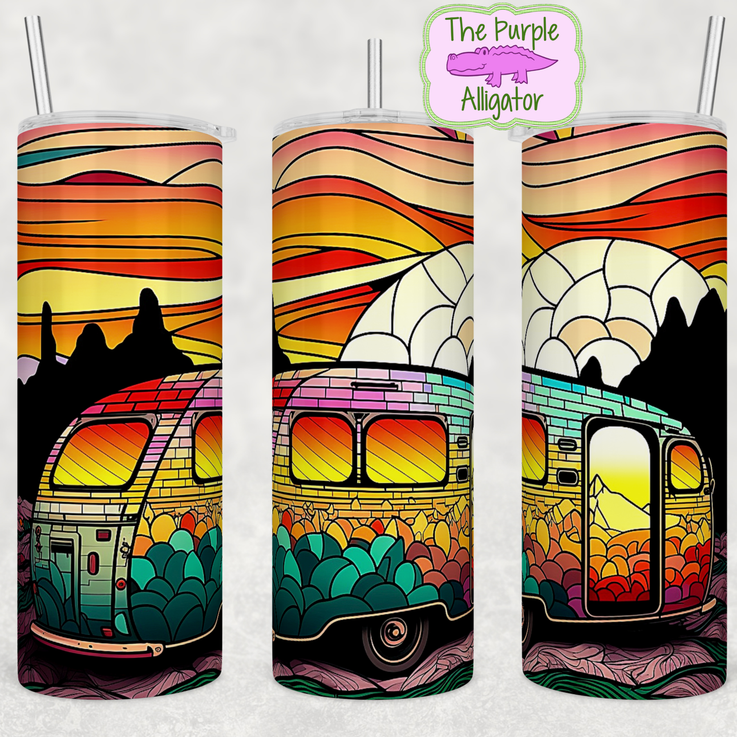 Stained Glass Camper Fiery Sky (BT) 20oz Tumbler