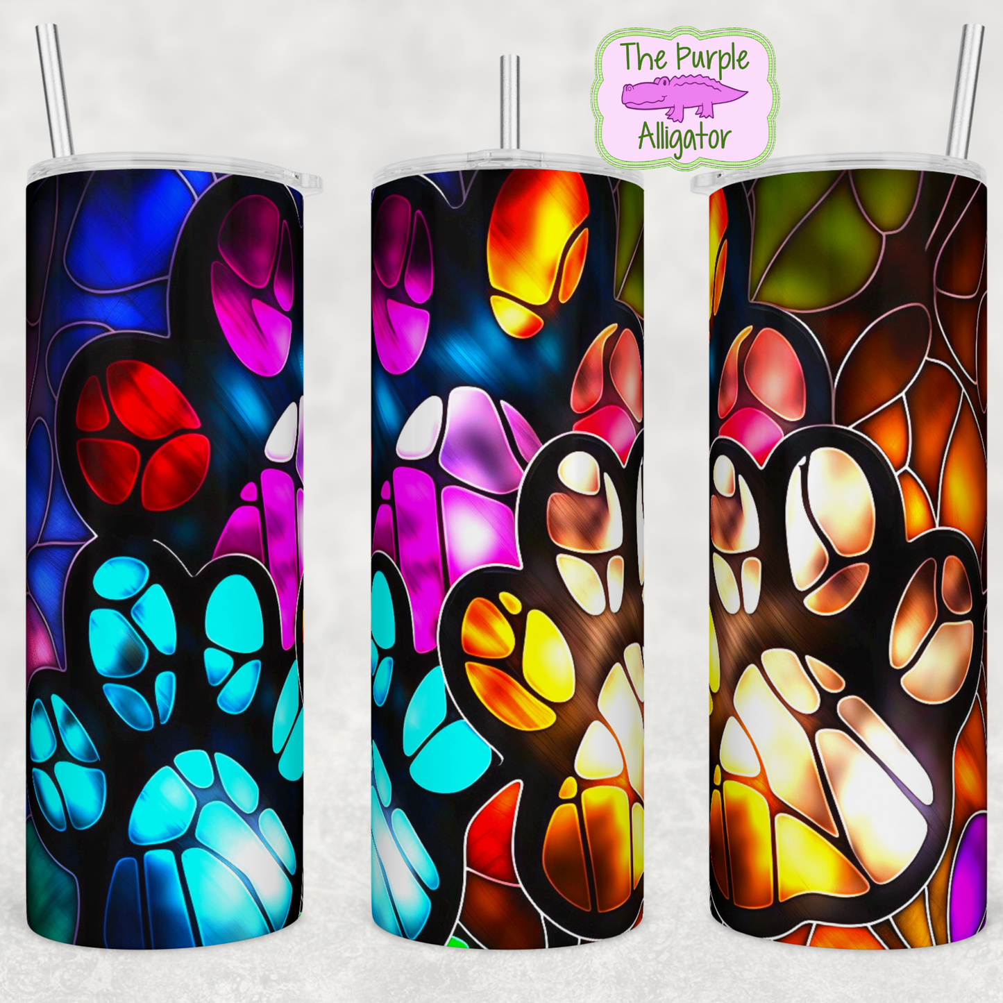 Stained Glass Dog Paws (BT) 20oz Tumbler