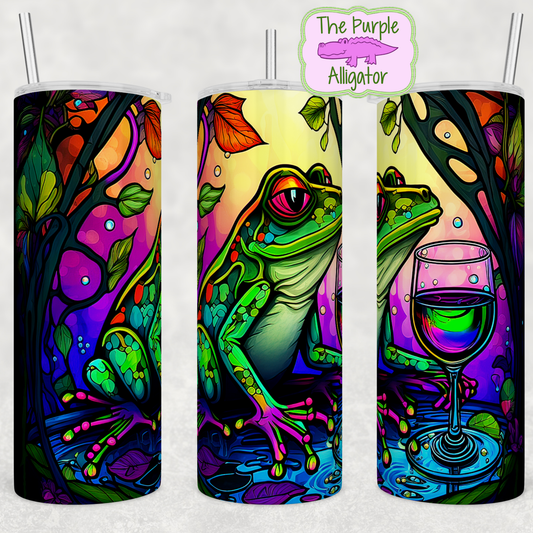 Stained Glass Frog with Wine (BT) 20oz Tumbler
