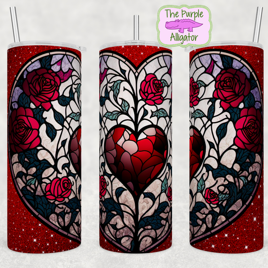 Stained Glass Heart & Roses (BT) 20oz Tumbler