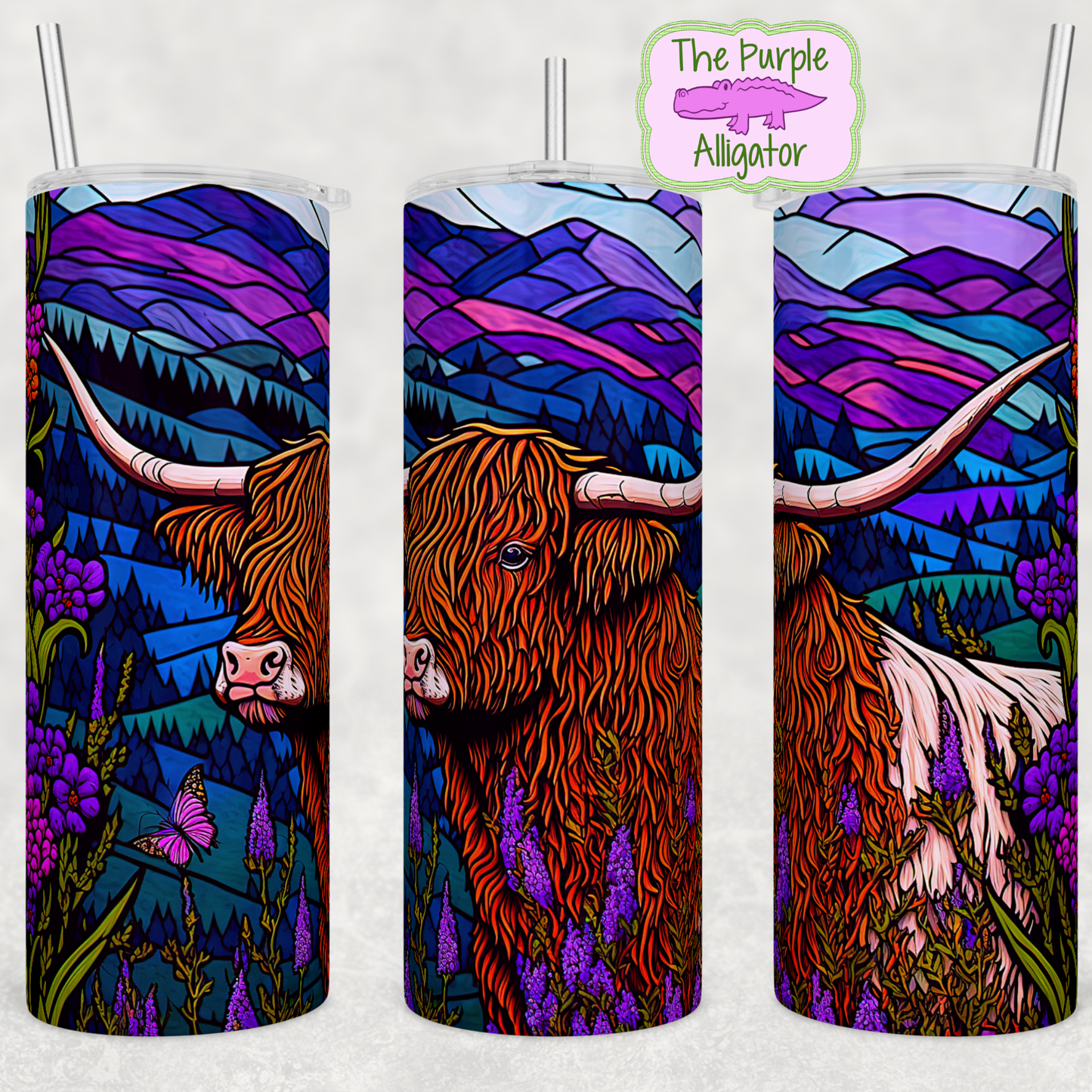 Stained Glass Highland Cow (BT) 20oz Tumbler