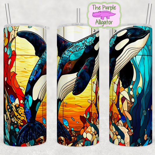 Stained Glass Orca (BT) 20oz Tumbler