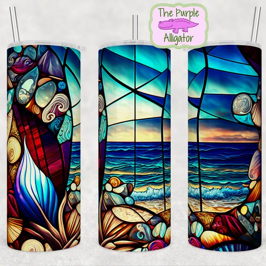 Stained Glass Seashells & Beach (BT) 20oz Tumbler