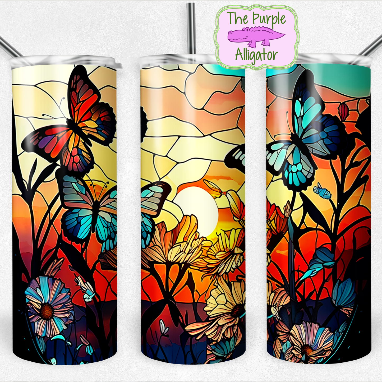 Stained Glass Spring Butterflies (BT) 20oz Tumbler