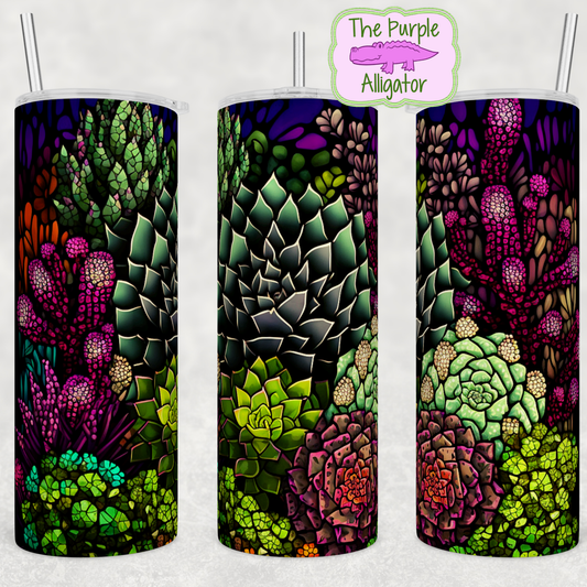 Stained Glass Succulents (BT) 20oz Tumbler