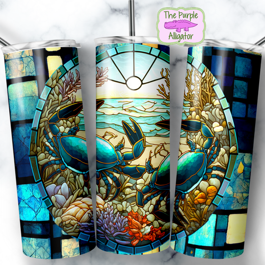Stained Glass Turquoise Crabs (BT) 20oz Tumbler