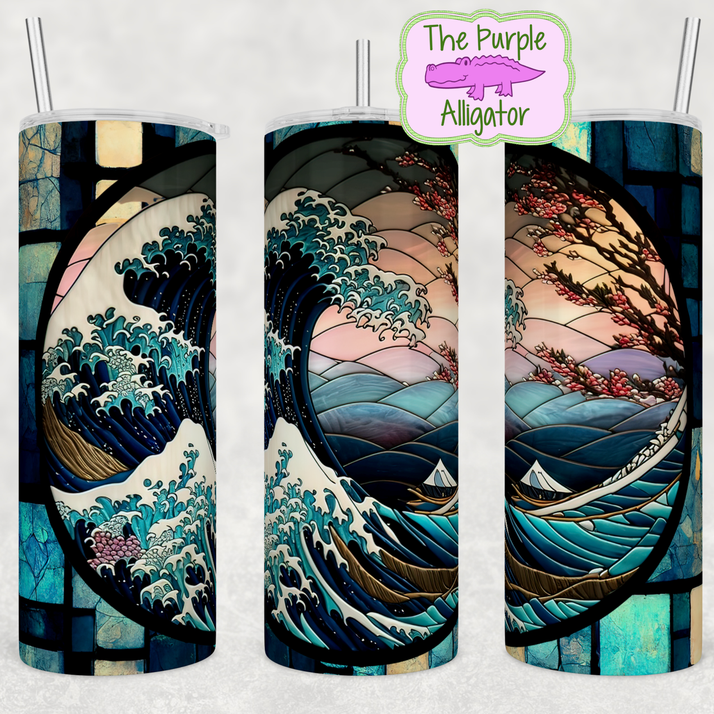 Stained Glass Waves & Cherry Blossoms (BT) 20oz Tumbler