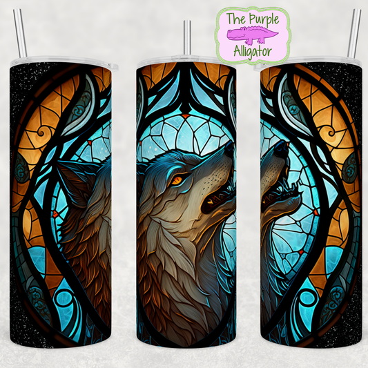 Stained Glass Wolf Close (BT) 20oz Tumbler