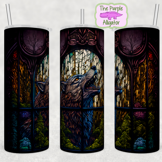 Stained Glass Wolf Forest (BT) 20oz Tumbler