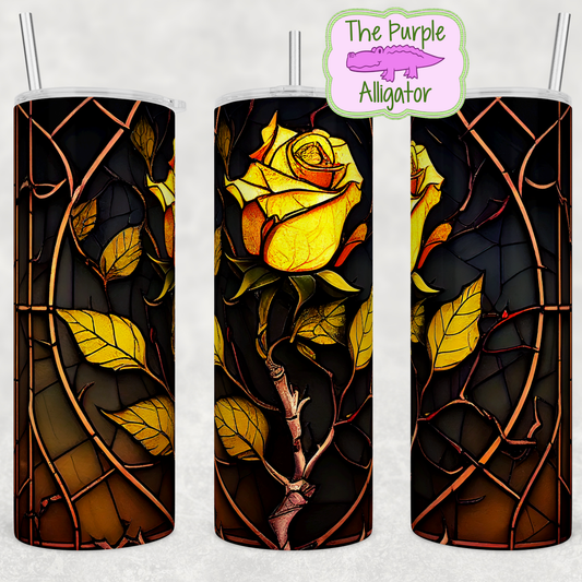 Stained Glass Yellow Rose (BT) 20oz Tumbler