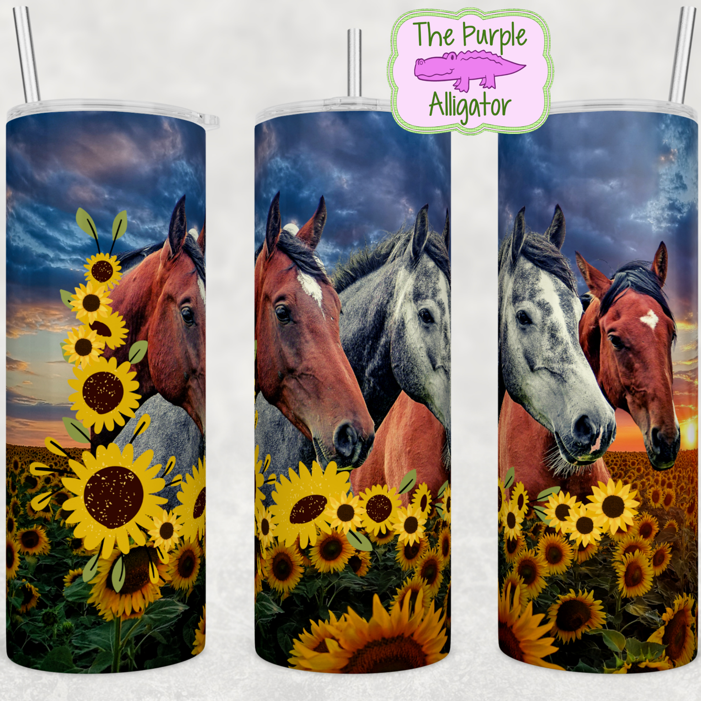 Sunflower Field Horses (BT) 20oz Tumbler