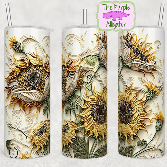 Sunflowers Embroidery (BT) 20oz Tumbler